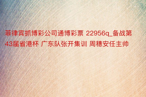 菲律宾抓博彩公司通博彩票 22956q_备战第43届省港杯 